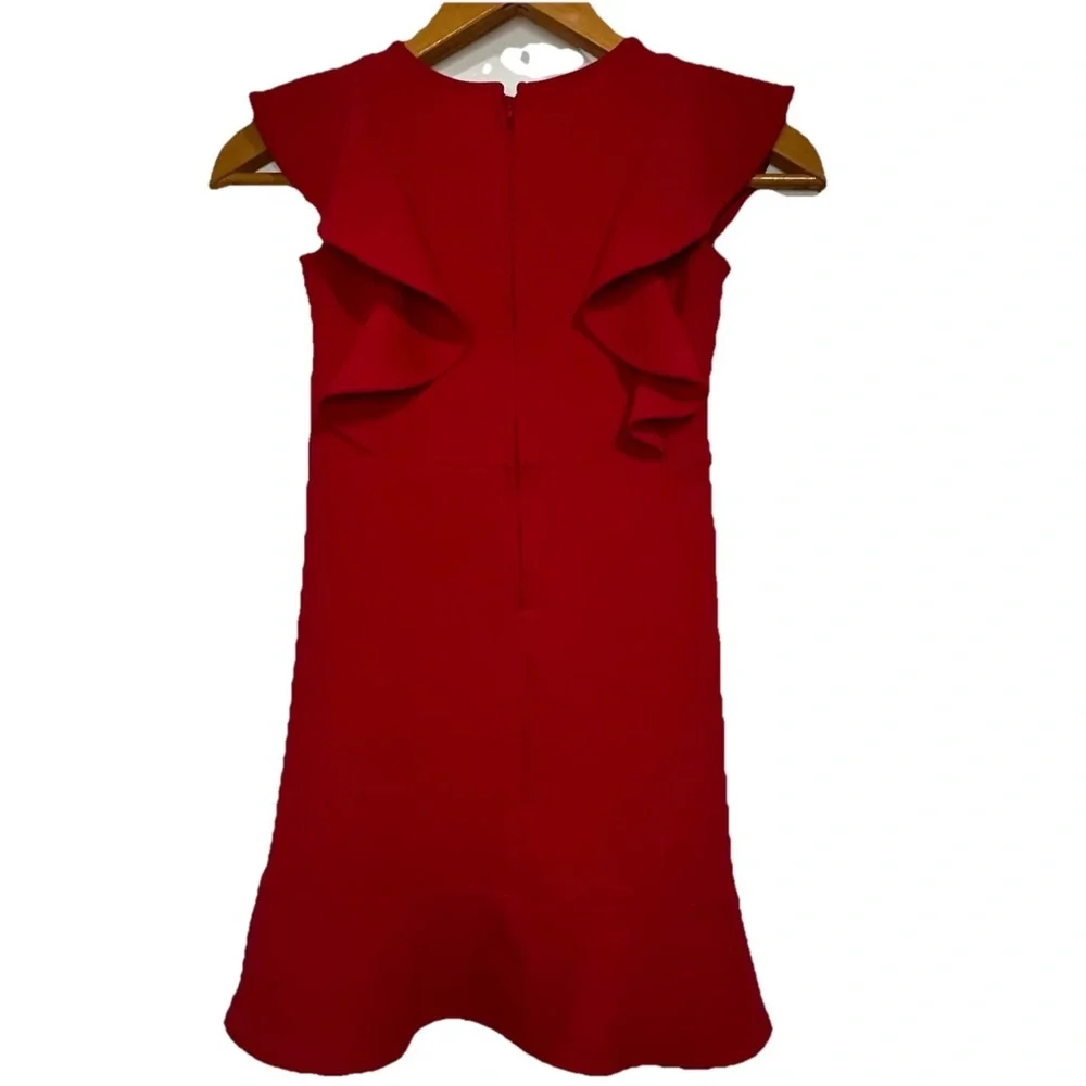 Red Ruffle Girl’s 10 Dress Stretch Jacquard Valentine’s Day Holiday Party Casual